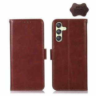 For Xiaomi 14 Magnetic Crazy Horse Texture Genuine Leather RFID Phone Case(Brown)