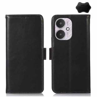 For Xiaomi Redmi 13C 4G/5G/Poco C65/Poco M6 Magnetic Crazy Horse Texture Genuine Leather RFID Phone Case(Black)