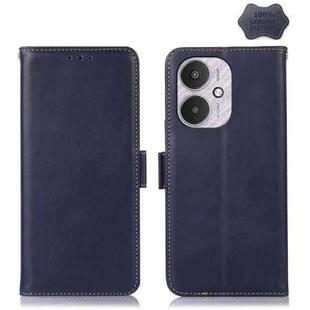 For Xiaomi Redmi 13C 4G/5G/Poco C65/Poco M6 Magnetic Crazy Horse Texture Genuine Leather RFID Phone Case(Blue)