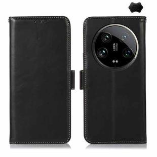 For Xiaomi 14 Ultra Magnetic Crazy Horse Texture Genuine Leather RFID Phone Case(Black)