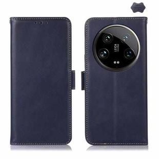 For Xiaomi 14 Ultra Magnetic Crazy Horse Texture Genuine Leather RFID Phone Case(Blue)