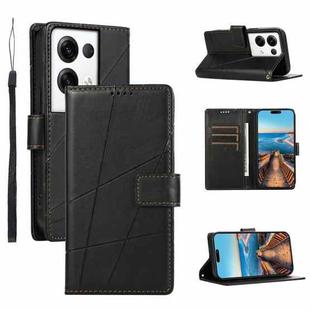 For OPPO Reno8 Pro+ PU Genuine Leather Texture Embossed Line Phone Case(Black)
