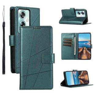 For OPPO A79 5G PU Genuine Leather Texture Embossed Line Phone Case(Green)