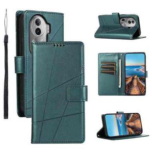 For OPPO Reno11 Pro PU Genuine Leather Texture Embossed Line Phone Case(Green)