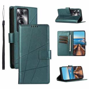 For OPPO A2 PU Genuine Leather Texture Embossed Line Phone Case(Green)