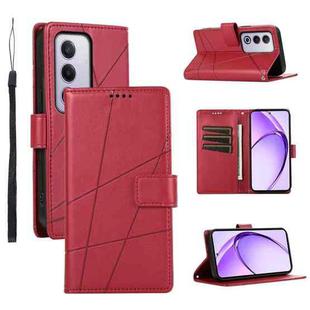 For OPPO A3 Pro 5G PU Genuine Leather Texture Embossed Line Phone Case(Red)