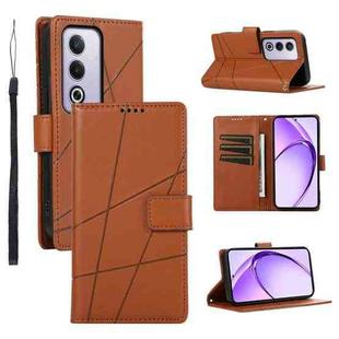 For OPPO A3 Pro 5G PU Genuine Leather Texture Embossed Line Phone Case(Brown)