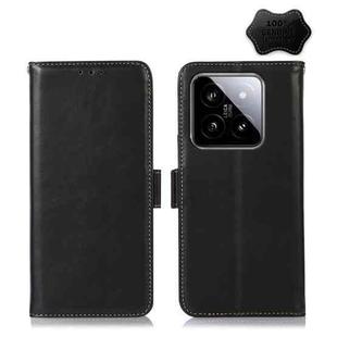 For Samsung Galaxy A25 5G Global Magnetic Crazy Horse Texture Genuine Leather RFID Phone Case(Black)