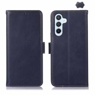 For Samsung Galaxy A35 5G Magnetic Crazy Horse Texture Genuine Leather RFID Phone Case(Blue)