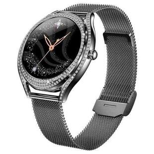 V66 1.28inch BT5.0 Smart Watch Support Heart Rate/ Sleep Detection, Style:Steel Strap(Black)
