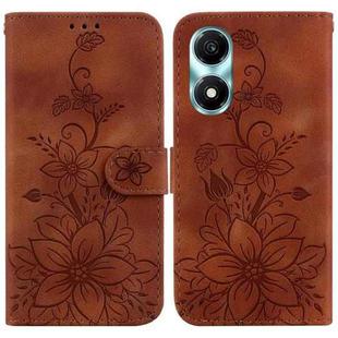 For Honor X5 Plus / Play 40C Lily Embossed Leather Phone Case(Brown)