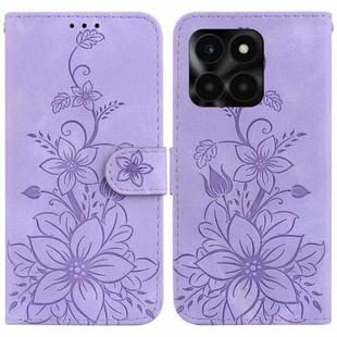 For Honor X6a Lily Embossed Leather Phone Case(Purple)