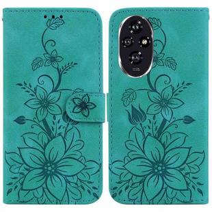 For Honor 200 5G Lily Embossed Leather Phone Case(Green)