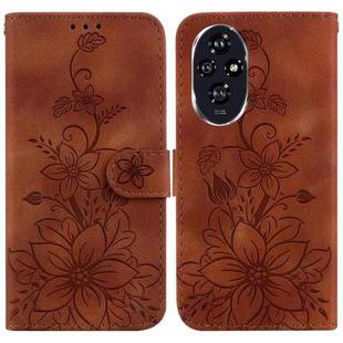 For Honor 200 5G Lily Embossed Leather Phone Case(Brown)