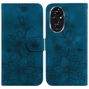For Honor 200 5G Lily Embossed Leather Phone Case(Dark Blue)