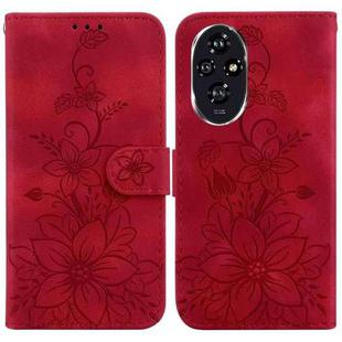 For Honor 200 5G Lily Embossed Leather Phone Case(Red)