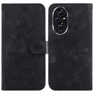 For Honor 200 5G Lily Embossed Leather Phone Case(Black)