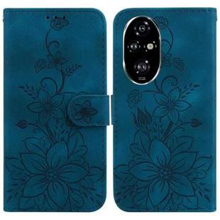 For Honor 200 Pro 5G Lily Embossed Leather Phone Case(Dark Blue)