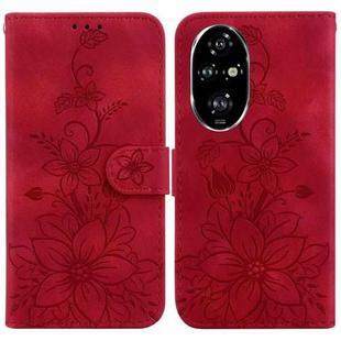 For Honor 200 Pro 5G Lily Embossed Leather Phone Case(Red)