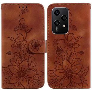 For Honor 200 Lite Global Lily Embossed Leather Phone Case(Brown)