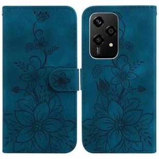 For Honor 200 Lite Global Lily Embossed Leather Phone Case(Dark Blue)