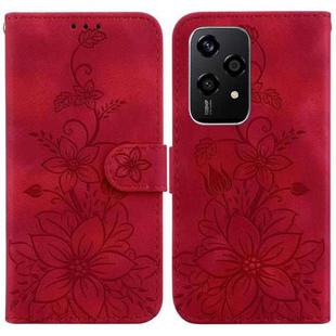 For Honor 200 Lite Global Lily Embossed Leather Phone Case(Red)