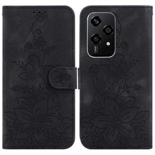 For Honor 200 Lite Global Lily Embossed Leather Phone Case(Black)