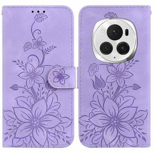 For Honor Magic6 Pro Lily Embossed Leather Phone Case(Purple)