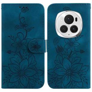 For Honor Magic6 Pro Lily Embossed Leather Phone Case(Dark Blue)
