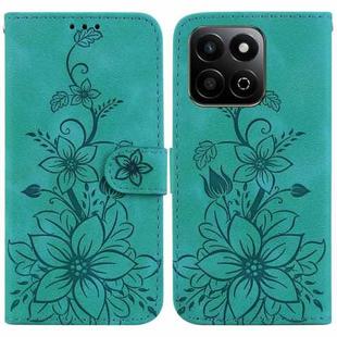 For Honor Play 60 Plus Lily Embossed Leather Phone Case(Green)