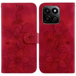 For Honor Play 60 Plus Lily Embossed Leather Phone Case(Red)