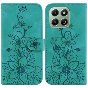 For Honor X6b Lily Embossed Leather Phone Case(Green)