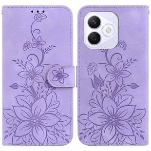 For Honor X60i Lily Embossed Leather Phone Case(Purple)