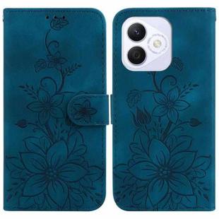 For Honor X60i Lily Embossed Leather Phone Case(Dark Blue)