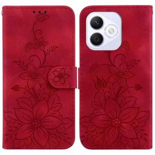 For Honor X60i Lily Embossed Leather Phone Case(Red)