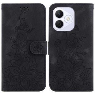 For Honor X60i Lily Embossed Leather Phone Case(Black)