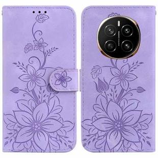 For Honor Magic7 Lily Embossed Leather Phone Case(Purple)