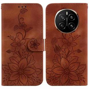 For Honor Magic7 Lily Embossed Leather Phone Case(Brown)