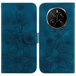 For Honor Magic7 Lily Embossed Leather Phone Case(Dark Blue)