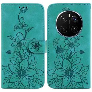 For Honor Magic7 Pro Lily Embossed Leather Phone Case(Green)