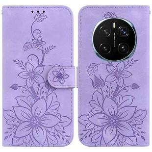 For Honor Magic7 Pro Lily Embossed Leather Phone Case(Purple)