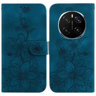 For Honor Magic7 Pro Lily Embossed Leather Phone Case(Dark Blue)