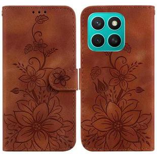 For Honor X8c 4G Lily Embossed Leather Phone Case(Brown)