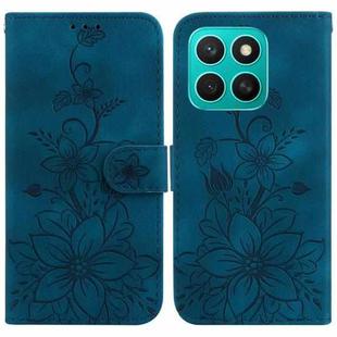 For Honor X8c 4G Lily Embossed Leather Phone Case(Dark Blue)