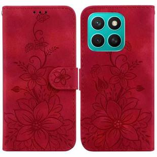 For Honor X8c 4G Lily Embossed Leather Phone Case(Red)