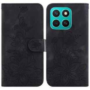 For Honor X8c 4G Lily Embossed Leather Phone Case(Black)