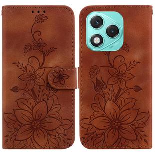 For Honor 400 Lite Lily Embossed Leather Phone Case(Brown)
