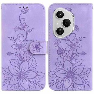 For Honor 400 Pro Global 160.8mm Lily Embossed Leather Phone Case(Purple)