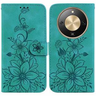 For Honor X70 5G Lily Embossed Leather Phone Case(Green)