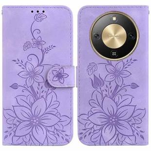 For Honor X70 5G Lily Embossed Leather Phone Case(Purple)